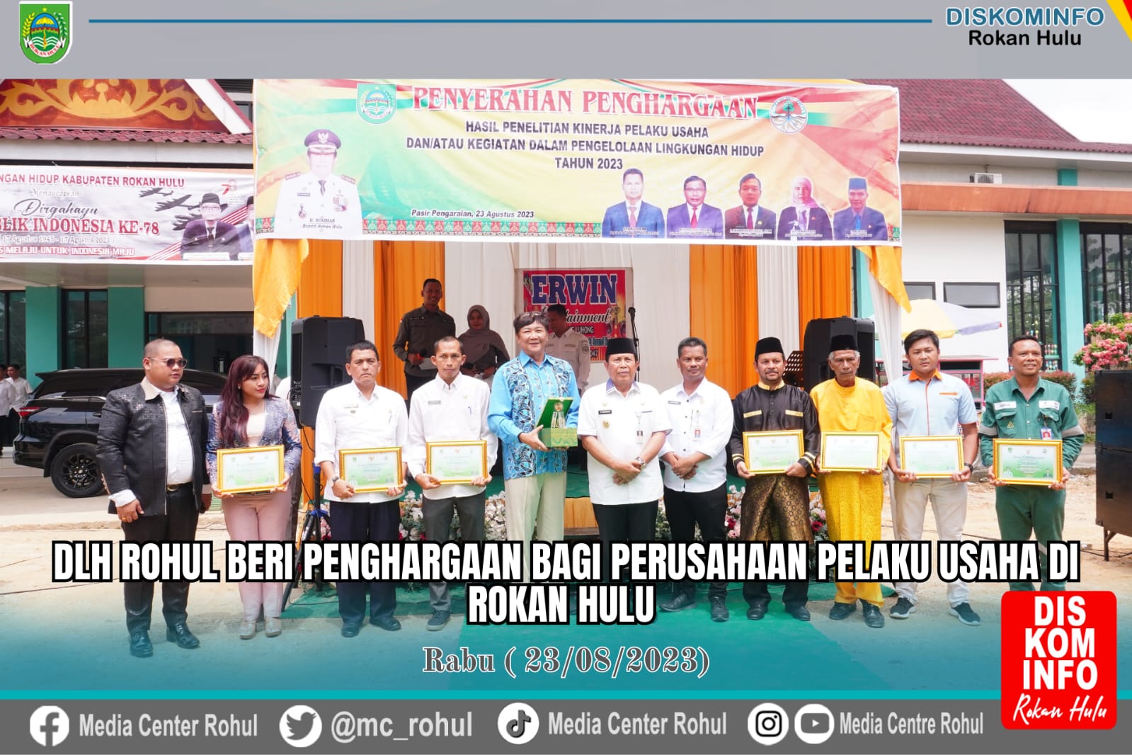 DLH Rohul Beri Penghargaan Bagi Perusahaan Pelaku Usaha di Rohul