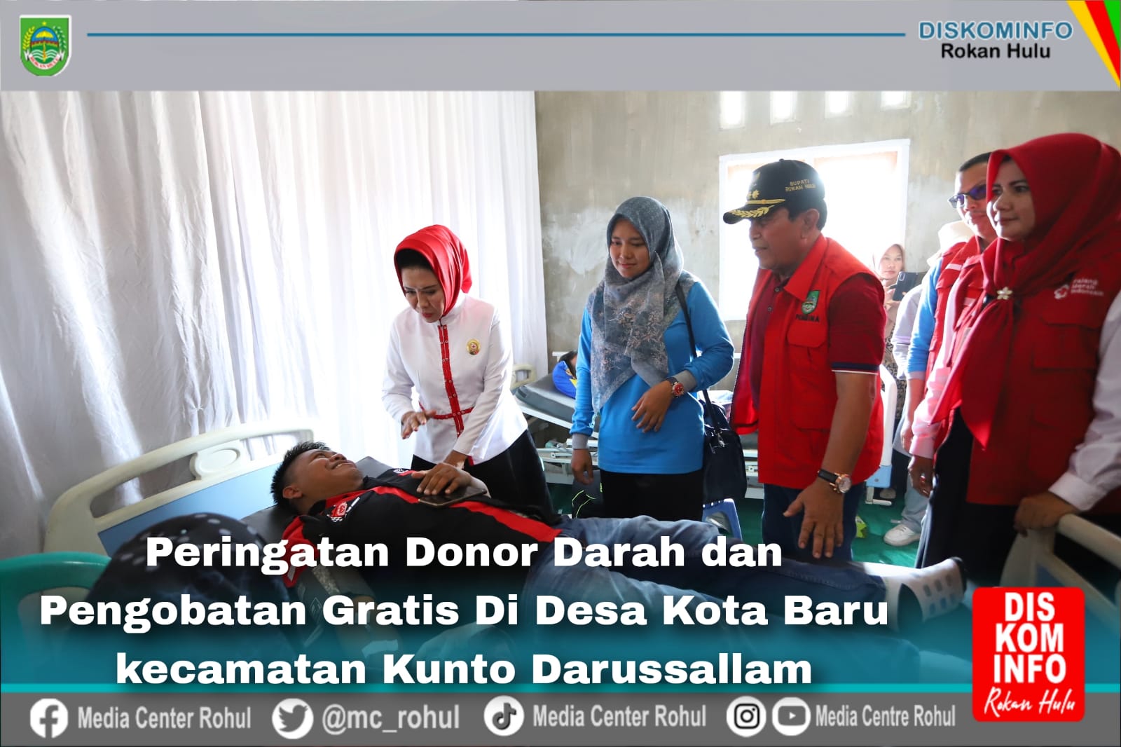 Bupati Rohul H.Sukiman Hadiri Kegiatan Donor Darah dan Pengobatan Gratis di Desa Koto Baru Kecamatan Kunto Darussalam  